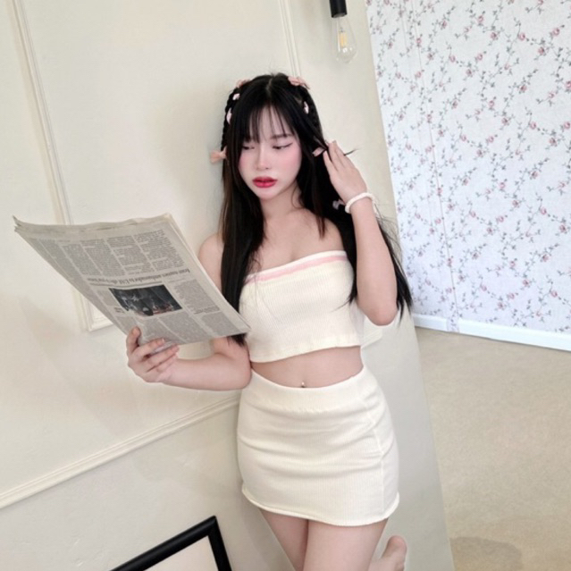 Amber.girls เซ็ทเกาะอกกระโปรง ใส่เเล้วน่ารักมากหุ่นสับมาก