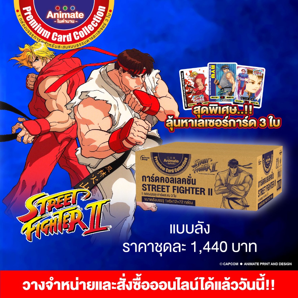 ของสะสม-อนิเมทในตำนาน-(การ์ดขายยกลัง)สตรีทไฟท์เตอร์ (Street Fighter)การ์ดสะสมราคาลังละ 1,440บาท