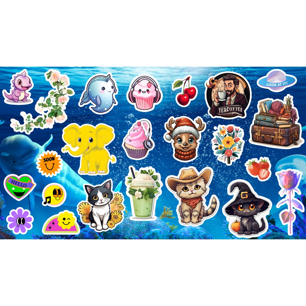 SeaChoice สติ๊กเกอร์ ลายการ์ตูนสัตว์ ติดกระเป๋าเดินทาง รูปที่ 8