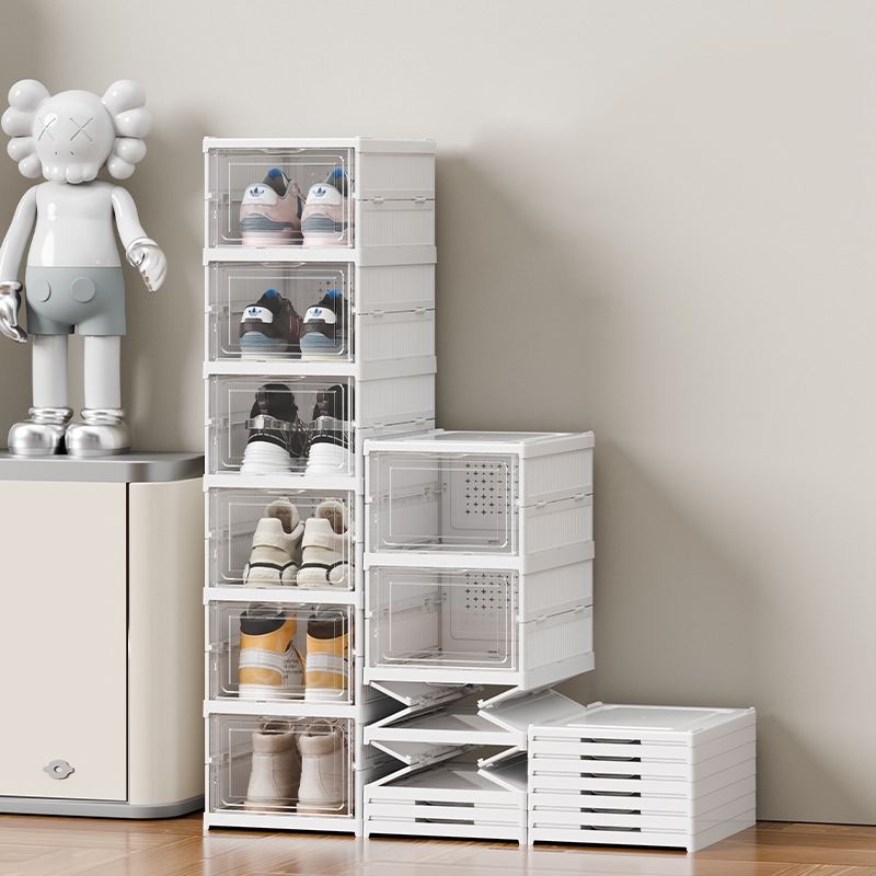 ลดราคา กล่องรองเท้าพับได้ แบบไม่ต้องติดตั้ง Shoes storage box ชั้นวางรองเท้า กล่องเก็บรองเท้า