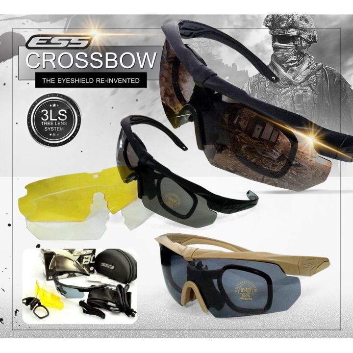 [ร้านไทย ส่งไว] แว่นตากันแดด ESS รุ่น Crossbow แว่นกันสะเก็ด ใส่ขี่รถกันเม็ดหินได้100%