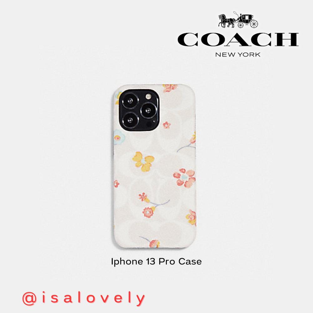 📌Isa Lovely Shop📌  Coach CB465 Iphone 13 Pro Case In Signature Canvas With Mystical Floral Print