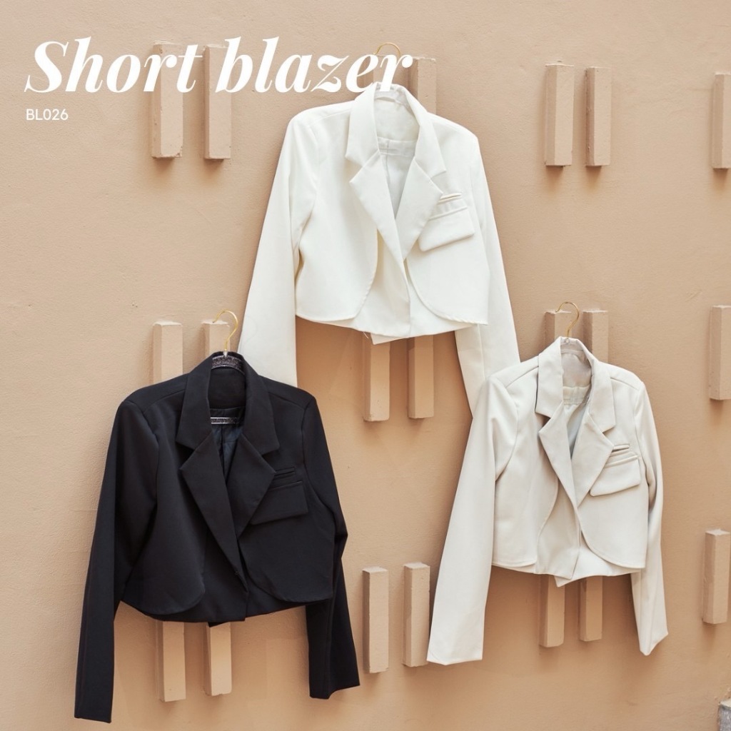 BL020 Blazer แบบครี่งตัว เสริมบ่า ใส่สวย ผ้านิ่ม ทรงสวย