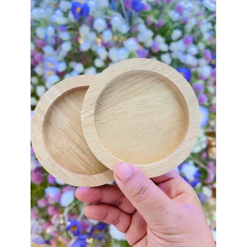 ที่รองแก้ว ฐานรองพร๊อพถ่ายรูป ไม้ยางพารา ทรงกลม ไม่เคลือบ ไม่ขัดกระดาษทราย สามารถนำไปต่อยอด ทำงานDIYได้