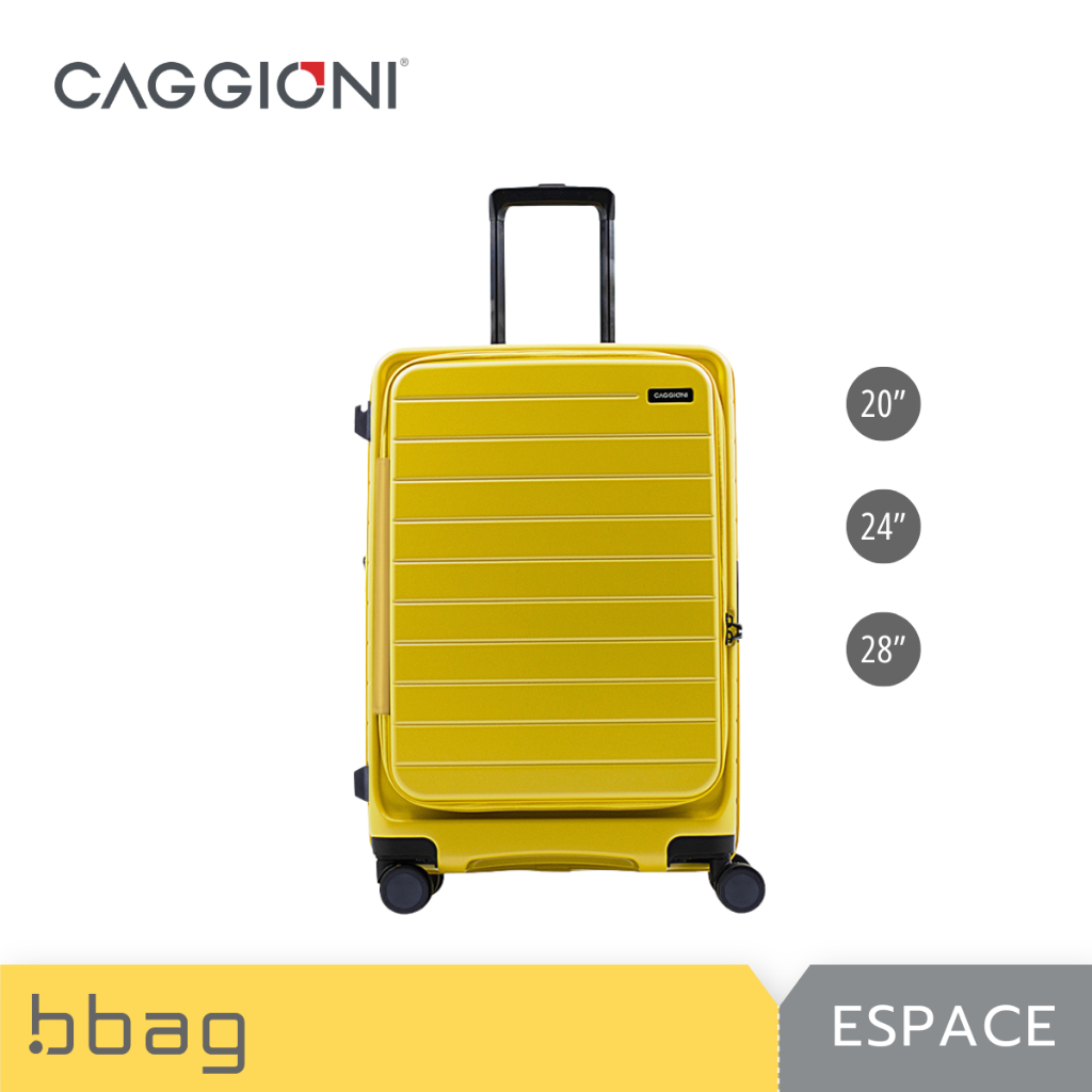 Caggioni กระเป๋าเดินทาง ฝาหน้า รุ่นเอสเปซ Espace (N20022) ล้อคู่ TSA Lock 20/24/28 นิ้ว : สีเหลือง