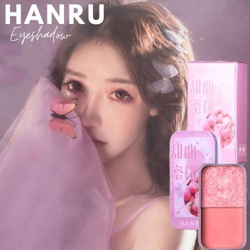 HANRU พาเลตต์อายแชโดว์ 2 สี เนื้อแมตต์ ไข่มุก เม็ดสี เครื่องสำอาง แต่งหน้า techo  พาเลตต์สีที่ออกแบบมาสวยงามมาก NO.H204