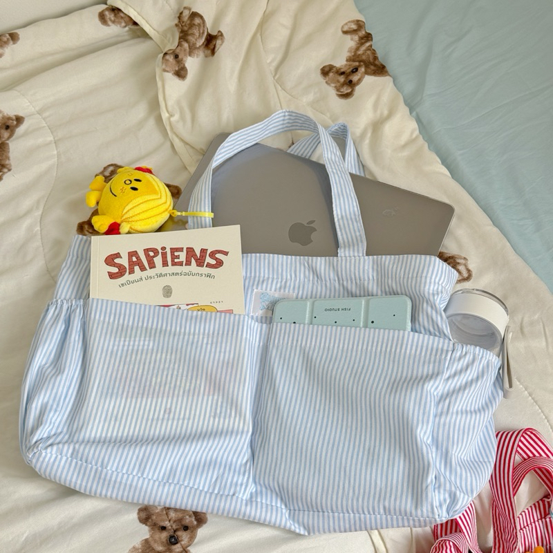 carryme - tote bag ด่วน ล็อตสุดท้าย พร้อมส่ง 🧺 /กระเป๋าผ้า สะพาย ใส่ของได้เยอะ! ใส่ขวดน้ำได้ 🛋/มีกระ