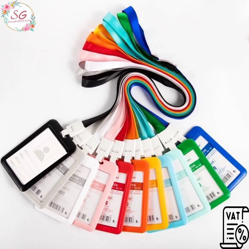 (M605)ที่ใส่บัตรPPแบบเปิดช่อง สายสุ่มสี สายคล้องคอ กรอบใส่บัตร ป้ายชื่อ ซองใส่บัตร ที่ใส่บัตรพนักงาน