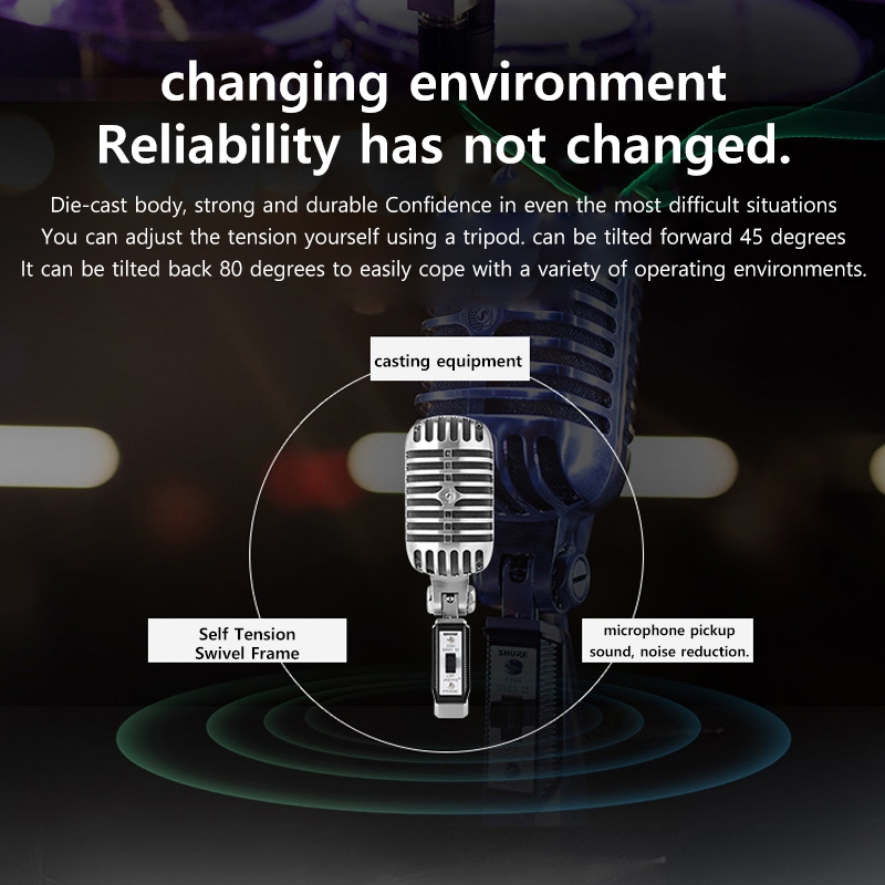 SHURE 55SH ไมโครโฟนเสียงคลาสสิกสำหรับการแสดงบนเวที K เพลงบันทึกมืออาชีพย้ายแหวน Elvis ไมโครโฟน