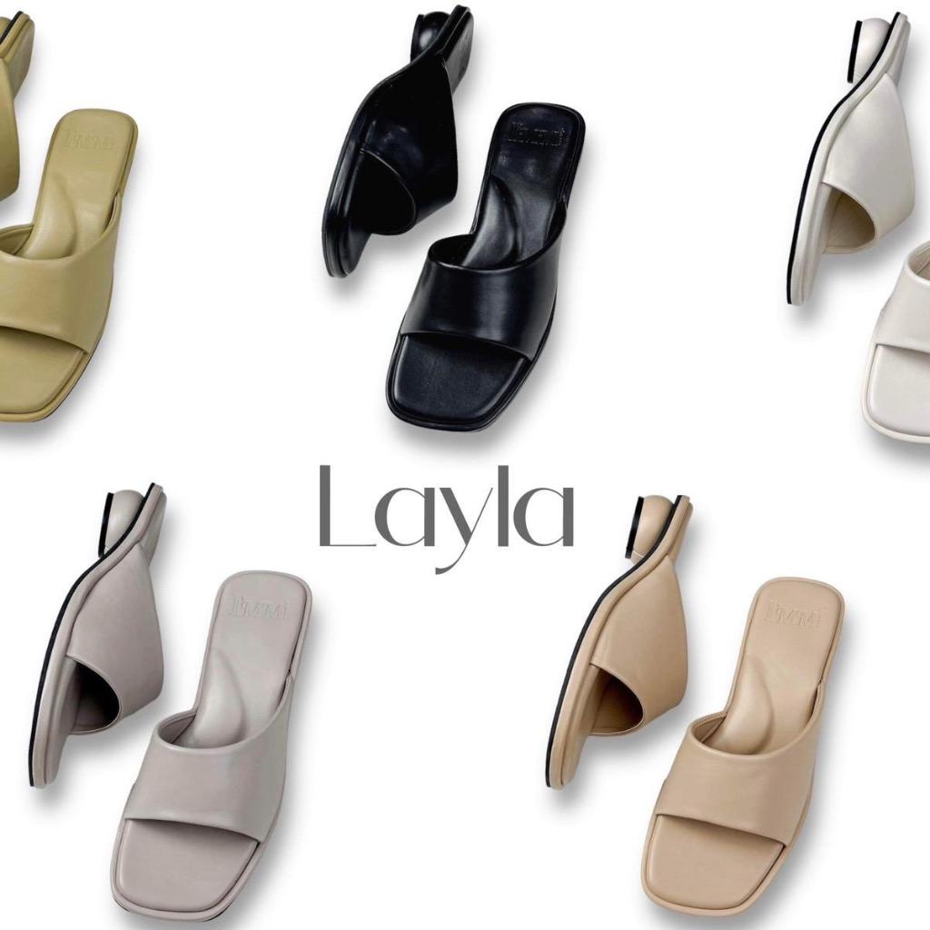 I’mm Shoes รุ่น Layla 010 รองเท้าส้นสูง ส้นลูกอม หน้า Curve เท้าเรียว สูง1นิ้วครึ่ง