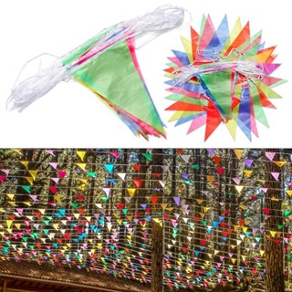 A927 พร้อมส่งในไทย ธงงานวัด 7 สี ยาว 25 เมตร หลากสี ผ้าโพลีเ…