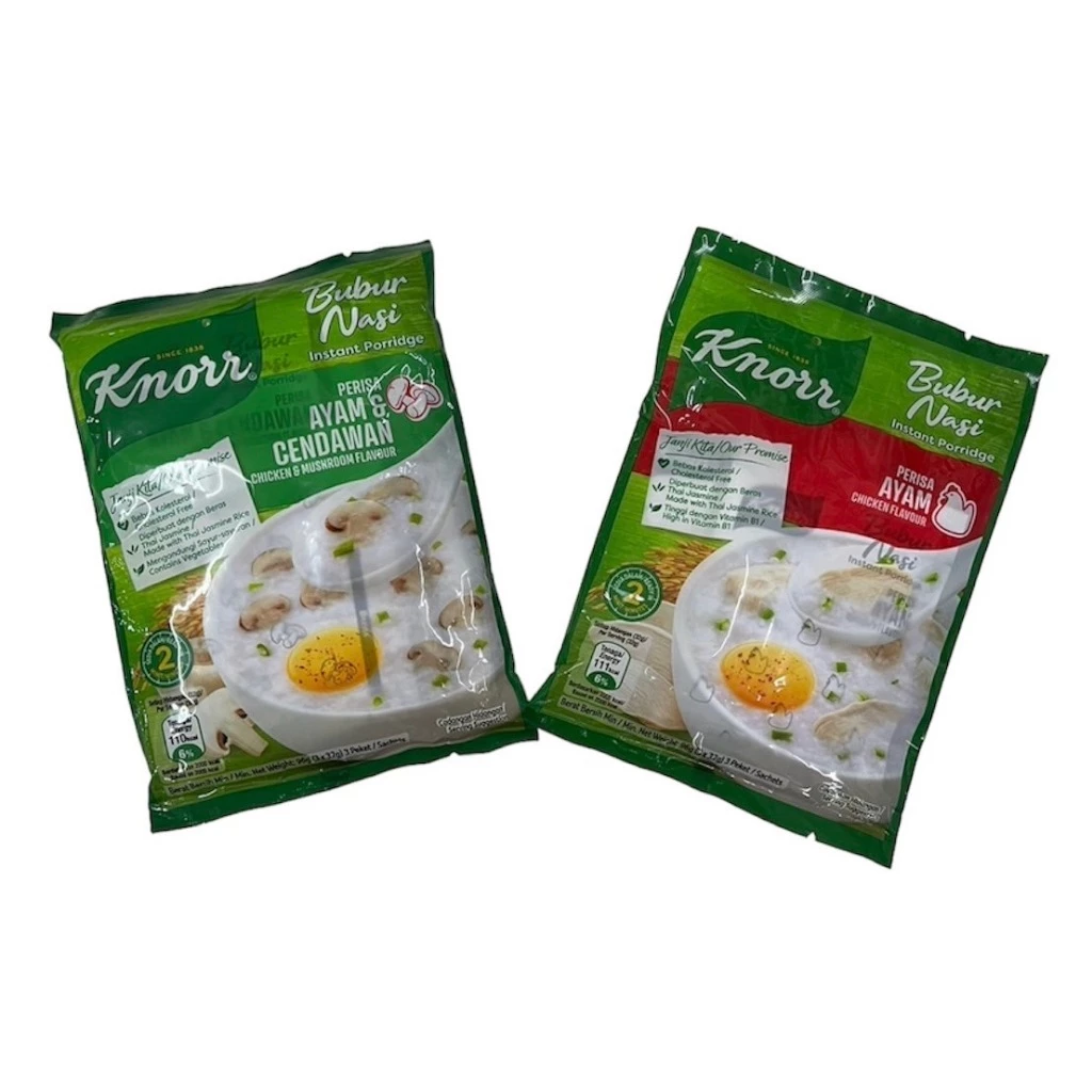 Knorr คนอร์ โจ๊ก ฮาลาล นำเข้าจากมาเลเซีย รสไก่+เห็ด 32 กรัม*3 ซอง
