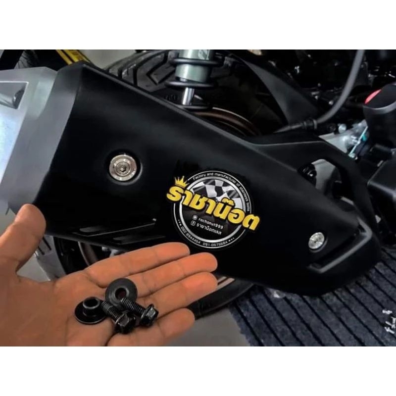 Pcx160-,Lead- Giorno -ชุดบูท ฝาครอบท่อ-กันร้อนงานสแตนเลสแท้ใส่ทดแทนเดิมได้เลยโตเต็มเบ้า(ชุด2 ตัว)