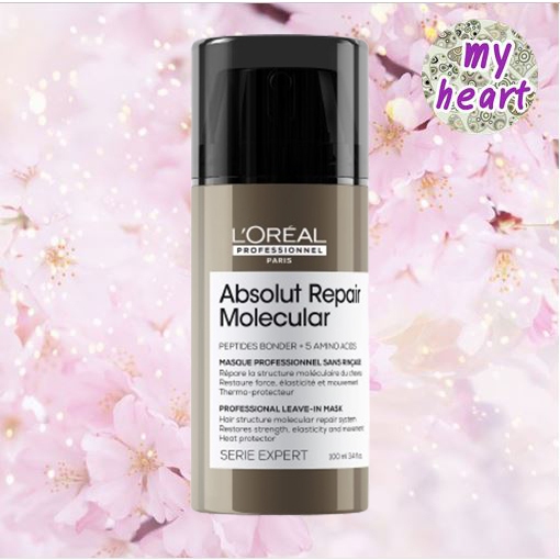 Loreal Absolut Repair Molecular Leave-In Mask 100 ml มาส์กซ่อมแซมโมเลกุลล้ำลึกสำหรับผมเสีย