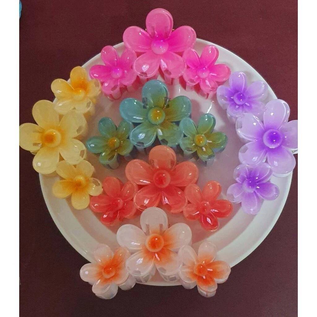 GDO-กิ๊ฟหนีบผม ดอกไม้3ดอกไล่สีแบบกลม น่ารัก พร้อมส่งจากไทย