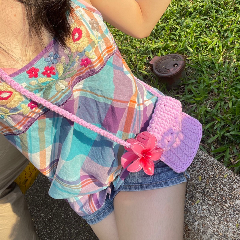 crossbody mini 🥣🎀 • ᵕ  yarn knitting 𝜗𝜚 กระเป๋าถักน่ารักมาก