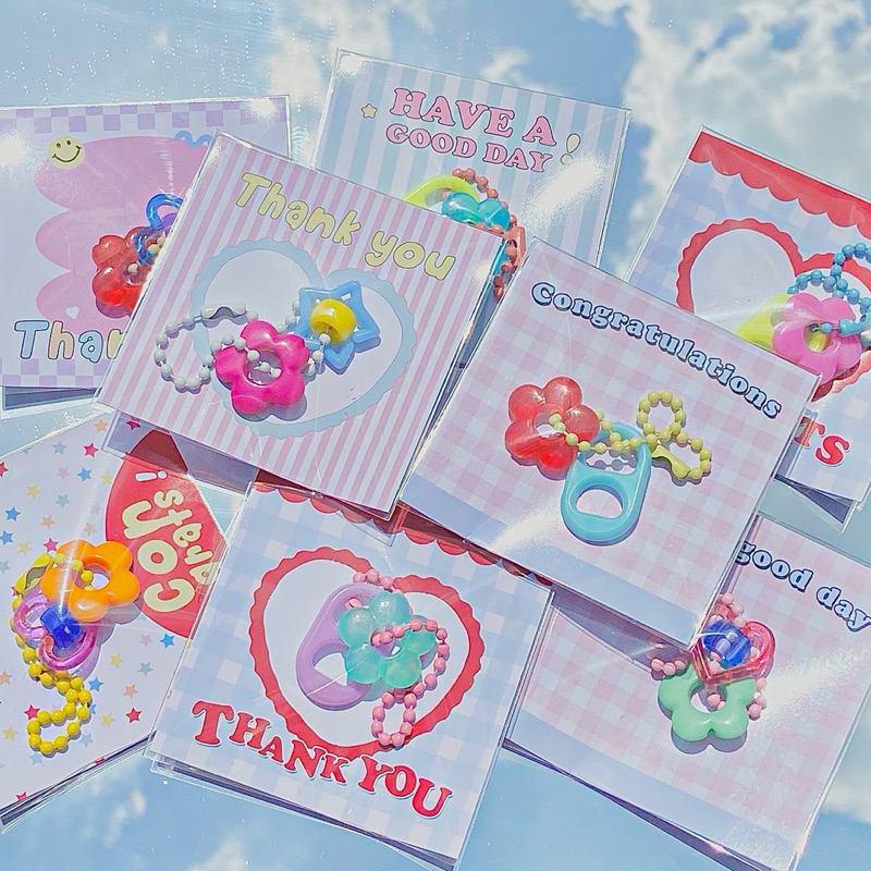 !!SALE!! (ขั้นต่ำ 2 ชิ้น คละได้ทั้งร้าน) พวงกุญแจดอกไม้น่ารัก + การ์ดรอง congratulations ของปัจฉิม/ของแถมลูกค้า