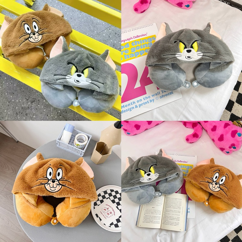 พร้อมส่ง🥐หมอนรองคอ Tom and Jerry ทอมแอนด์เจอร์รี่ น่ารัก หน้ากวนมาก งีบหลับ รูปตัวยู เดินทาง หมอนพกพา ที่รองคอ 58015