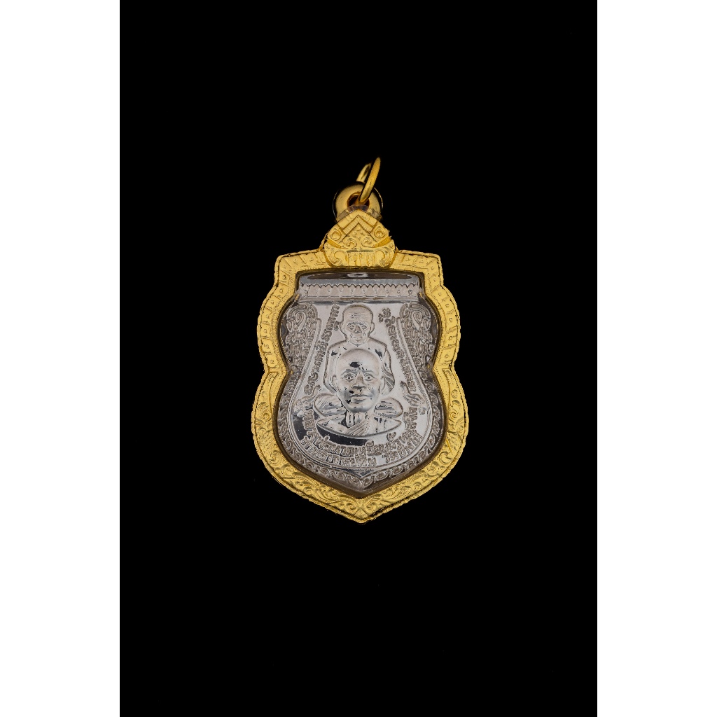 เหรียญเสมาพุทธซ้อน หลวงปู่ทวด วัดช้างให้ ปี 2555 (เลี่ยมกรอบ พร้อมสร้อย)