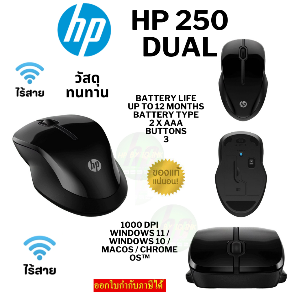 HP 250 DUAL WIRELESS MOUSE (เมาส์ไร้สาย) (6V2J7AA)