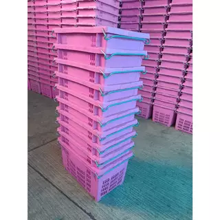 แพ็ค 10 ใบสั่งได้สูงสุด20ใบ ตะกร้าผลไม้ ลังหูเหล็ก เกรด อุตสาหกรรม บรรจุ 25 kg. หนา เหนียวทน
