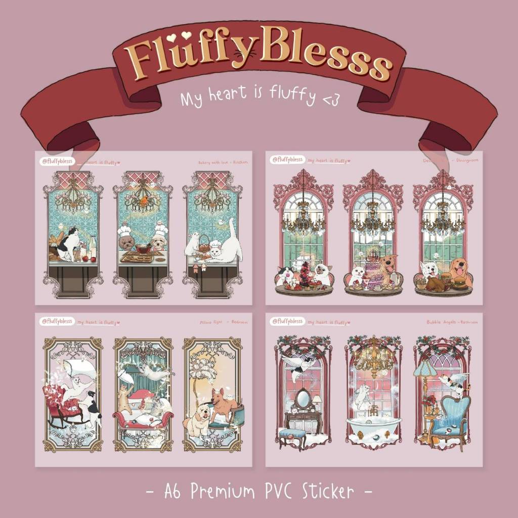 Premium PVC Sticker ขนาด A6 (My heart is fluffy collection)