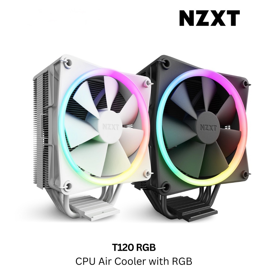 พัดลมซีพียู NZXT T120 RGB BLACK CPU AIR COOLER (RC-TN120-B1) (RC-TN120-W1)