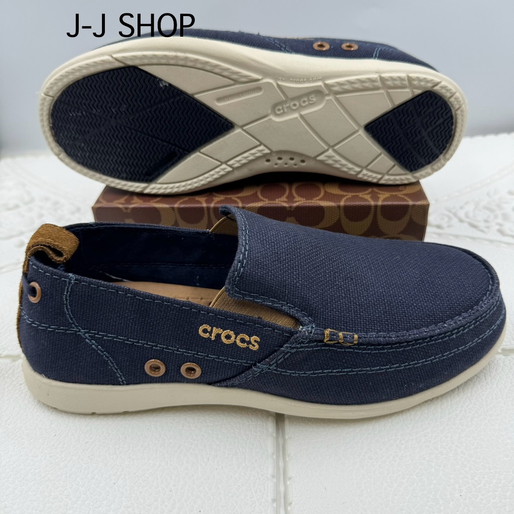 รองเท้าผ้าใบ Crocsสำหรับผู้ชาย ผลิตจากผ้าคุณภาพดี พื้นนิ่มใส่สบายใส่ทน  รับรองสินค้าตรงปกตามรูป