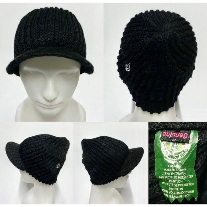 Volcom beanie hat หมวกไหมพรมมีปีกหน้าสีดำ