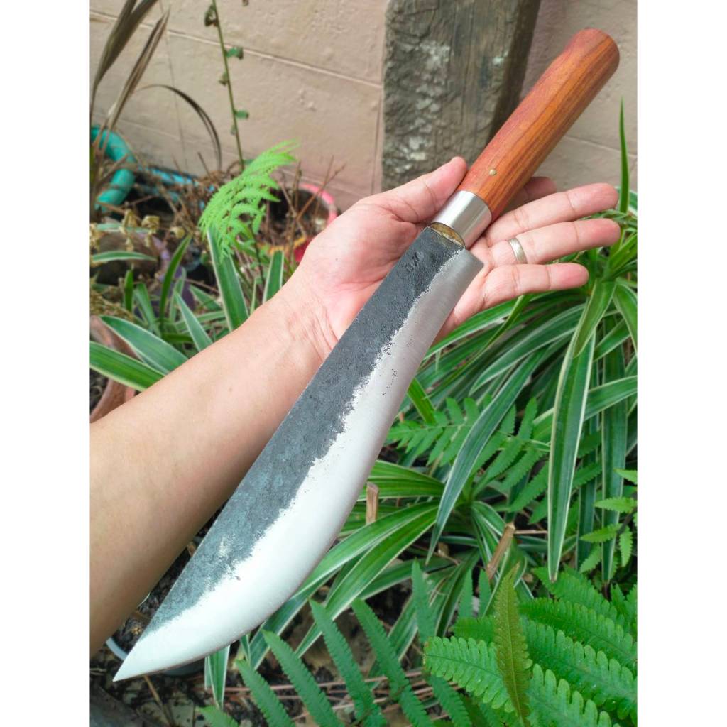 มีดเหน็บ อีเหน็บ (E-Nep) มาเชเต้ มีดเดินป่า มีดแคมป์ ใบ 10.1” SUP9 ผิวไฟ ด้ามไม้ประดู่ คอสแตนเลส หมุ