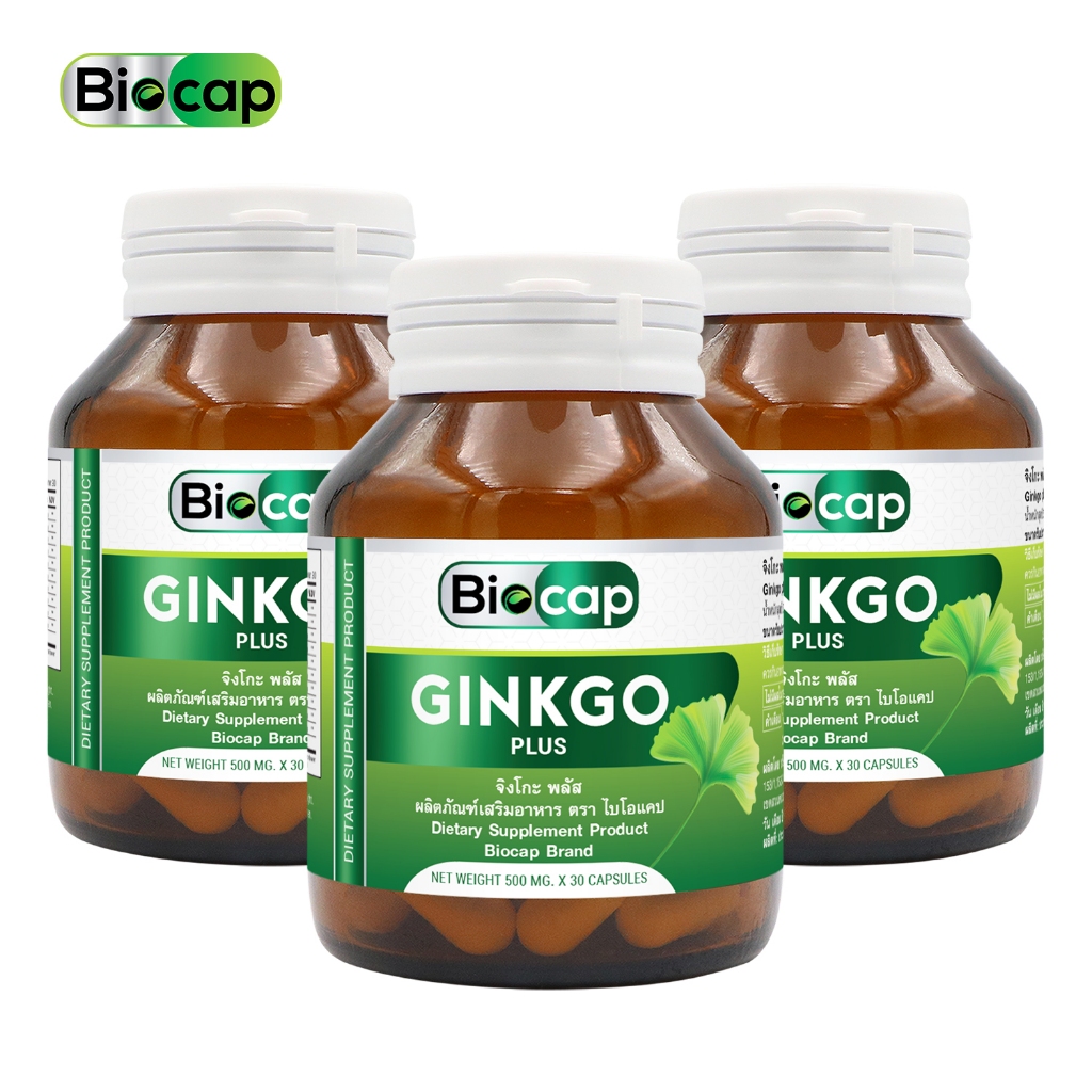 [แพ็ค 3 ขวด] จิงโกะพลัส จิงโกะ พลัส วิตามินบีรวม ไบโอแคป Ginkgo plus Vitamin B Complex Biocap วิตามินบีคอมเพล็กซ์