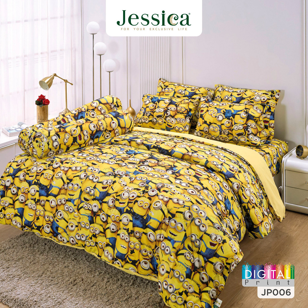 Jessica Minions JP006 ชุดเครื่องนอน ผ้าปูที่นอน ผ้าห่มนวม เจสสิก้า พิมพ์ดิจิตอล ลิขสิทธิ์แท้ Universal