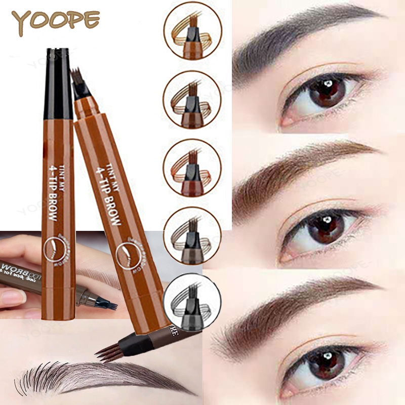 ดินสอเขียนคิ้ว Eyebrow Pencil ปากกาเขียนคิ้ว ที่ปัดคิ้ว ที่เขียนคิ้วกันน้ำกันเหงื่อเขียนง่ายติดทน 4 มิติ เนื้อดี