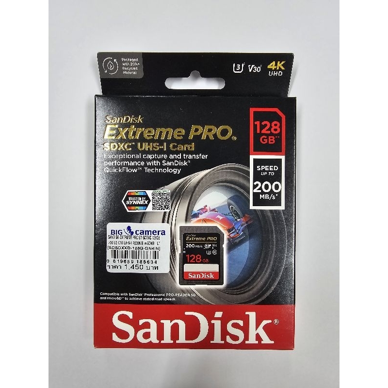 SD Card 128GB SANDISK Extreme Pro SDSDXXD-128G-GN4IN (Speed up to 200MB/s.)