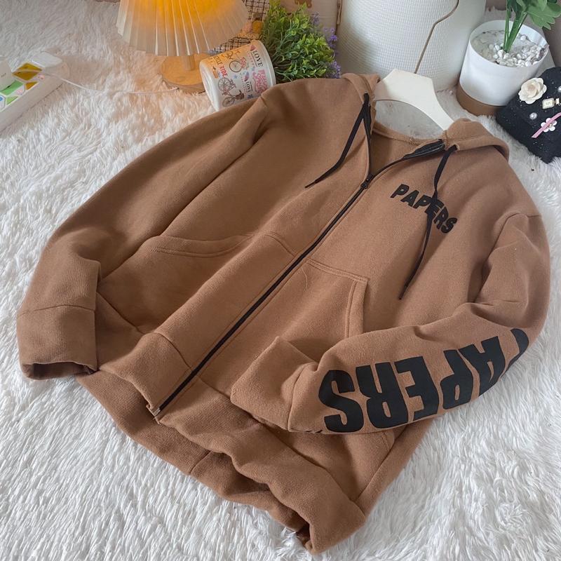 เสื้อฮู้ดแขนยาวซิป รุ่น Paper (รุ่นใหม่ไม่มีสายที่หมวก) ขายดีมากก Free Size