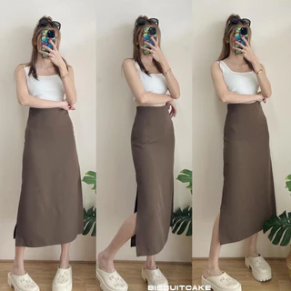 🌷กระโปรงผ่าข้าง ซิปด้านข้าง ผ้าบาร์บี้เปเป้ มี Sixe XS-XL สาวอวบใส่ได้