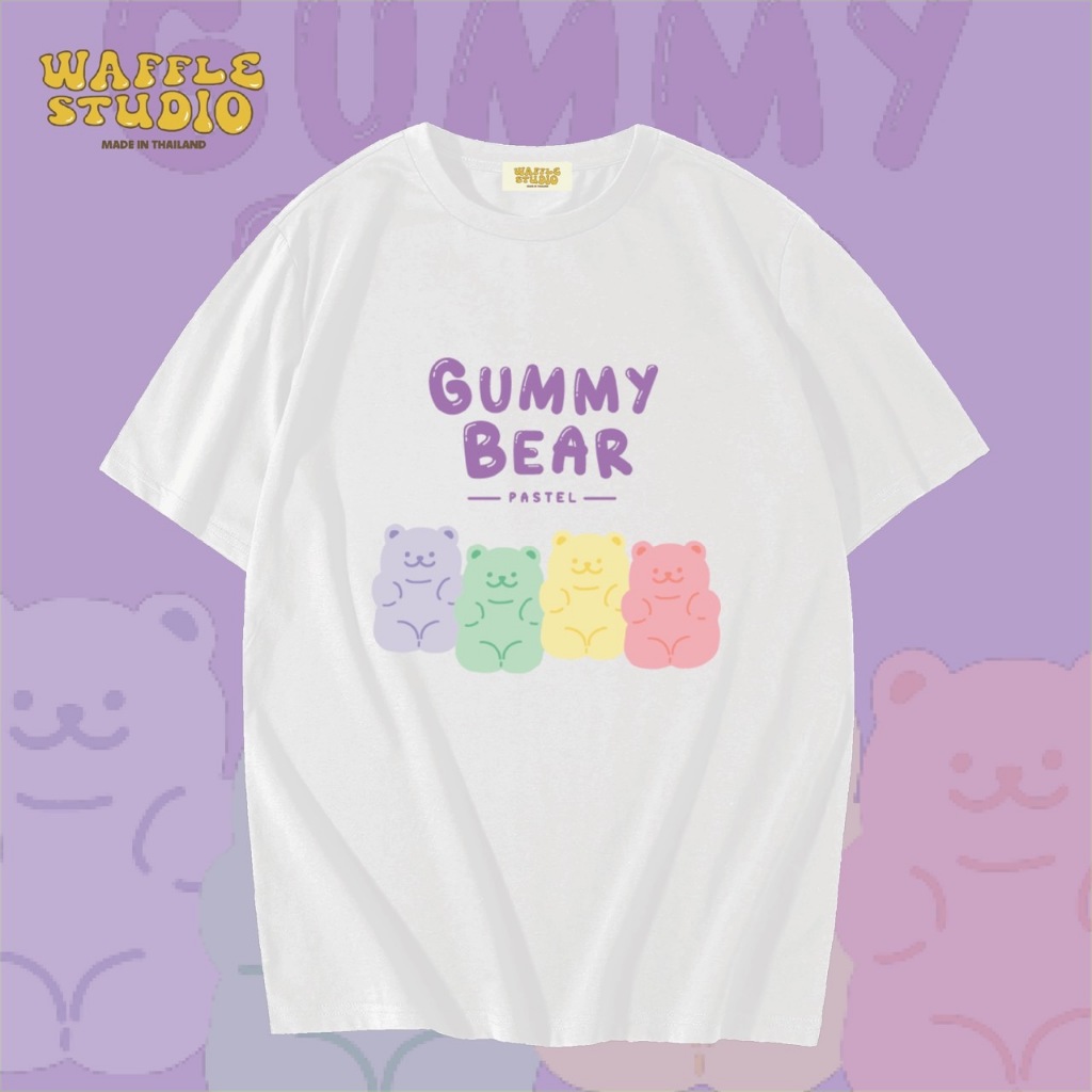[ ส่งฟรี ] WS0023 เสื้อยืดโอเวอร์ไซส์ เสื้อยืดเกาหลี ผ้าคอตตอน100% เสื้อยืดการ์ตูน WAFFLE STUDIO