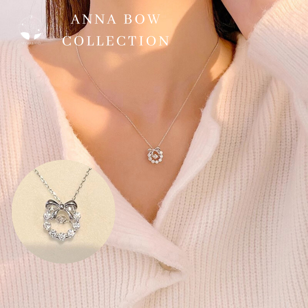 MNL💗สร้อยคอ ANNA Bow สร้อยคอจี้โบสไตล์เกาหลี เครื่องประดับผู้หญิง แฟชั่นเงินแท้ ไม่ลอกดำ มินิมอล ของ