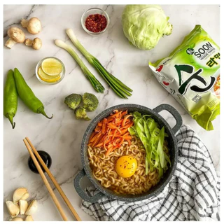 มาม่าเกาหลี Soon Veggie Ramyun 112g แบบแพ็ค บะหมี่รสผัก(เจทานได้) 순라면 ซุนเวจจีรามยอน