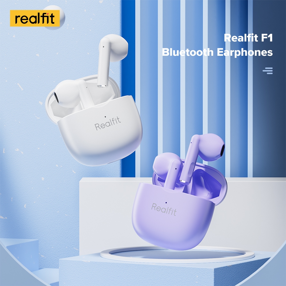 Realfit F1 หูฟังไร้สาย TWS Bluetooth 5.3 หูฟังอายุการใช้งานแบตเตอรี่ยาวนาน