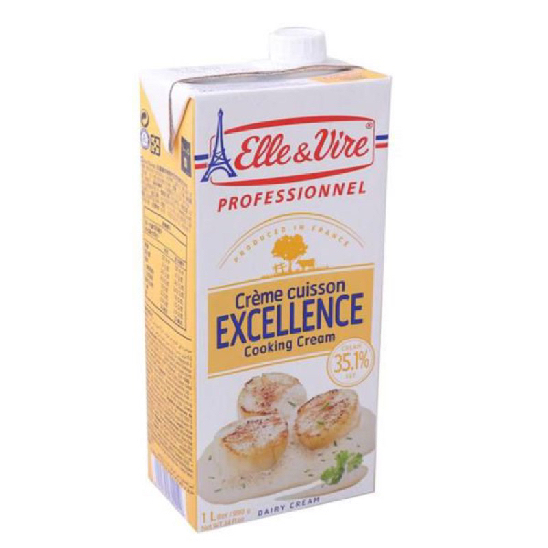 Elle &amp; Vire Excellence Cooking Cream 1Lt.ส่งรถเย็น🚗❄️🧊cool delivery