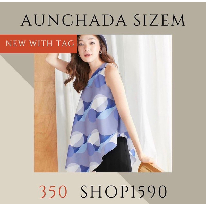 Aunchada sizeM ปาดไหล่เฉียง ผ้าพิมพ์ลาย✨new in pack calico larobe8 salisa