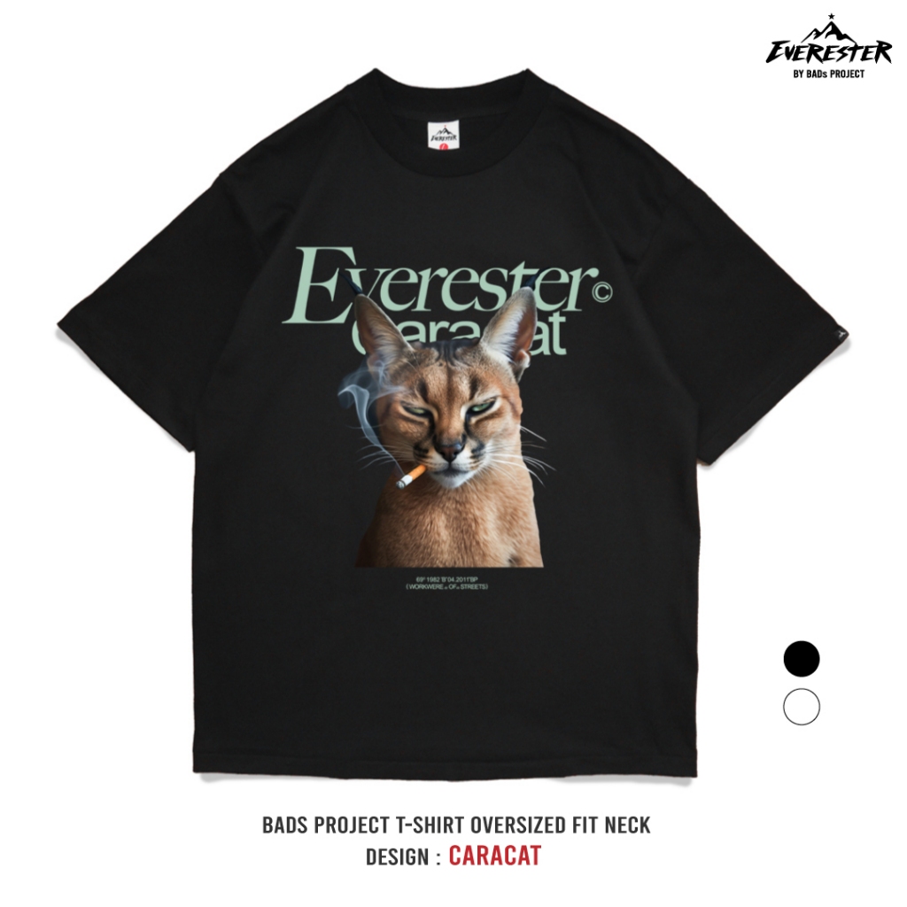 EVERESTER เสื้อคอฟิต อก 44"- 52" Heavy Cotton 100 % / เสื้อยืด Oversized รุ่น Caracat / แขนสั้นชาย EXP