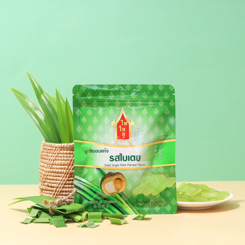 ลูกชิดอบแห้งไทโกกุ รสใบเตย (Premium Grade) 80กรัม หวานน้อย หอมกลิ่นใบเตย