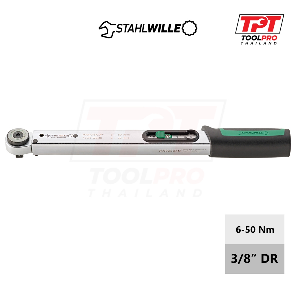 Stahlwille ประแจปอนด์ 3/8", 6-50Nm, Manoskop Torque Wrench, 730R/5 Quick (96504005)