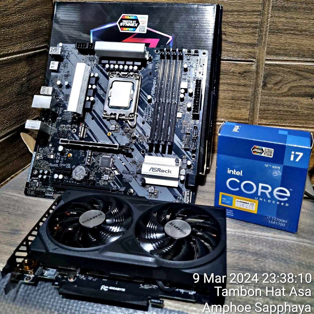 CPU (ซีพียู) INTEL CORE I7 12700KF + ASROCK Z690M PHANTOM GAMING 4 (DDR4) (LGA 1700) + RTX 4060Ti มื