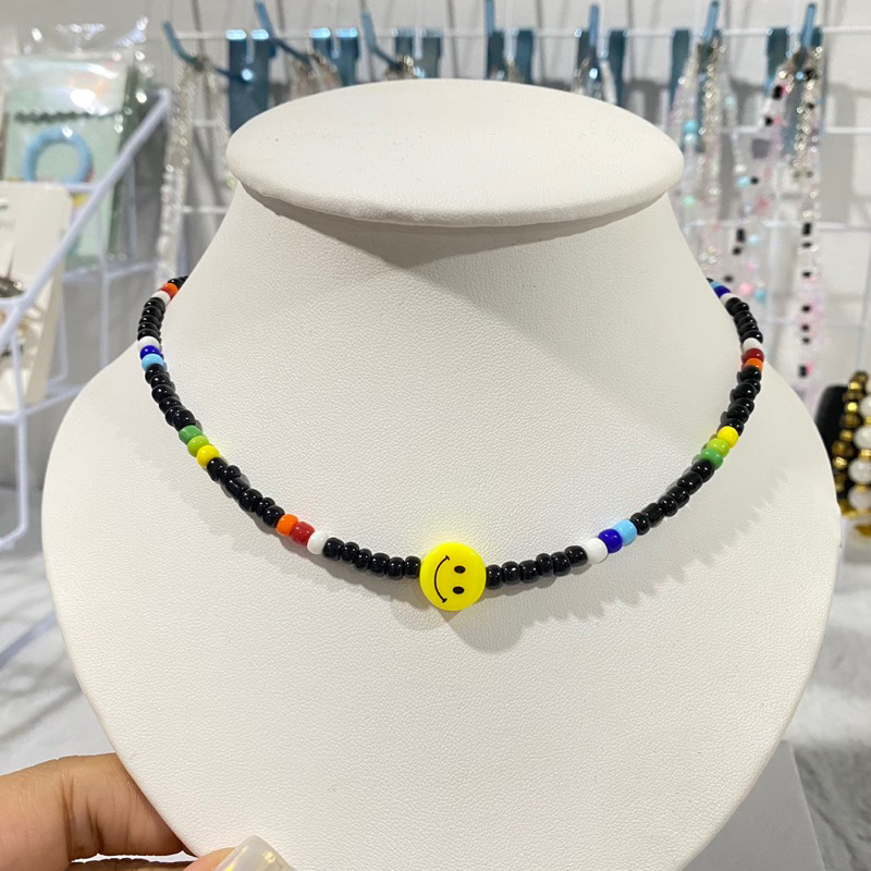 Rainbow สร้อยลูกปัดยิ้มสายรุ้ง สร้อยคอแฟชั่นหน้าร้อน สร้อยคอชาย-หญิงสดใสsummer สร้อยใส่สงกานต์