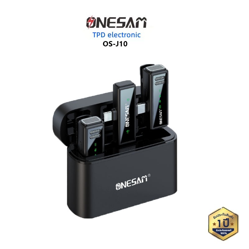 ONESAM รุ่น OS-J10 Wireless Microphone ไมโครโฟนไร้สายสำหรับมือถือ. Tyep-C/iphone 2in1.