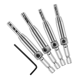 ดอกเจาะบานพับ ประตู ขนาด 2-4.5 mm 4 ชิ้น แกนหกเหลี่ยมแบบสวมเร็ว สำหรับใช้กับบานพับประตู เดือยลูกบิด แป้นสลักกลอน