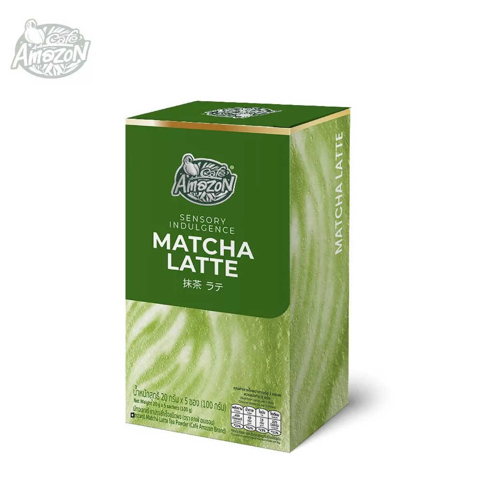 Café Amazon คาเฟ่ อเมซอน มัทฉะลาเต้ ชาปรุงสำเร็จชนิดผง 1 กล่อง บรรจุ 5 ซอง (30g./ซอง)